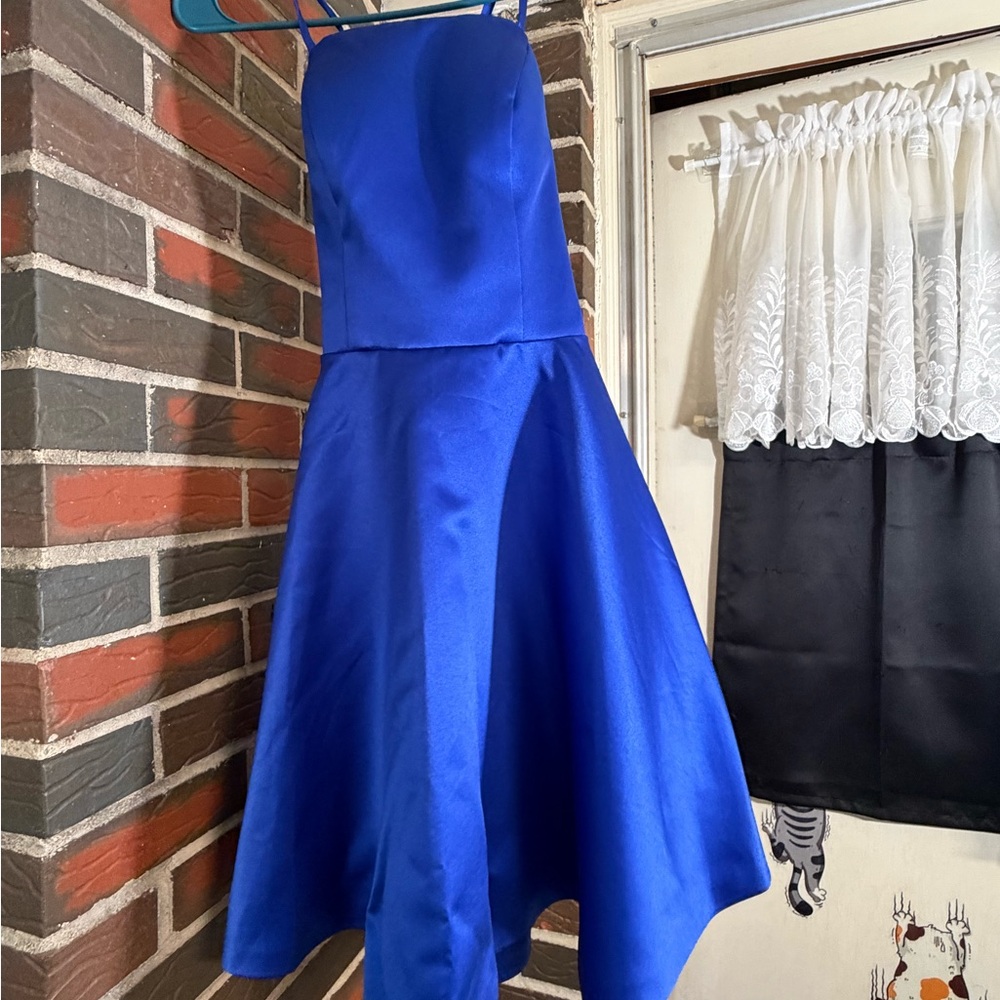 Strapless Royal Blue Fit-and-Flare Dress